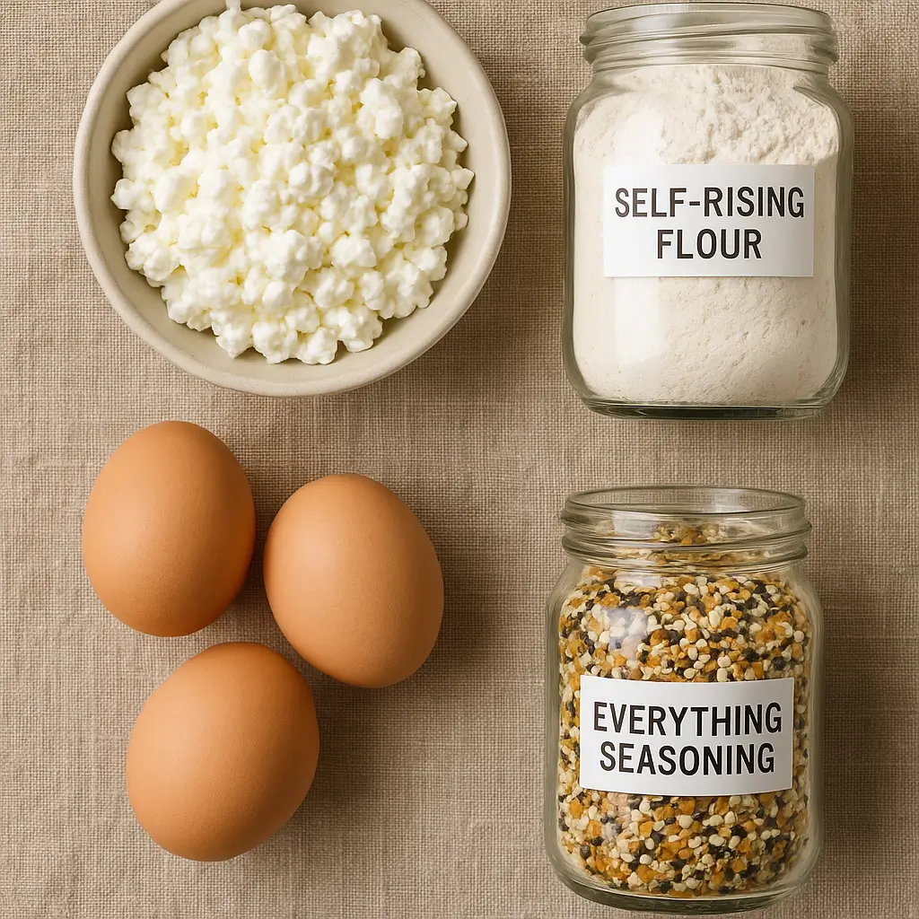 Ingredients for easy cottage cheese bagels