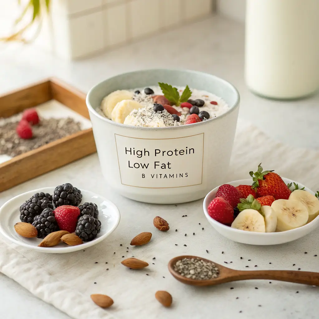 Cottage cheese nutrition facts with toppings and label