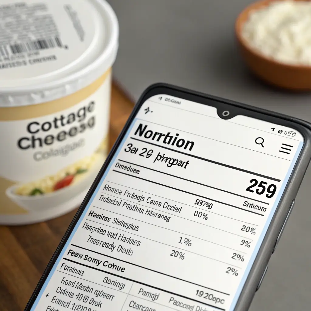 cottage cheese nutrition label close up