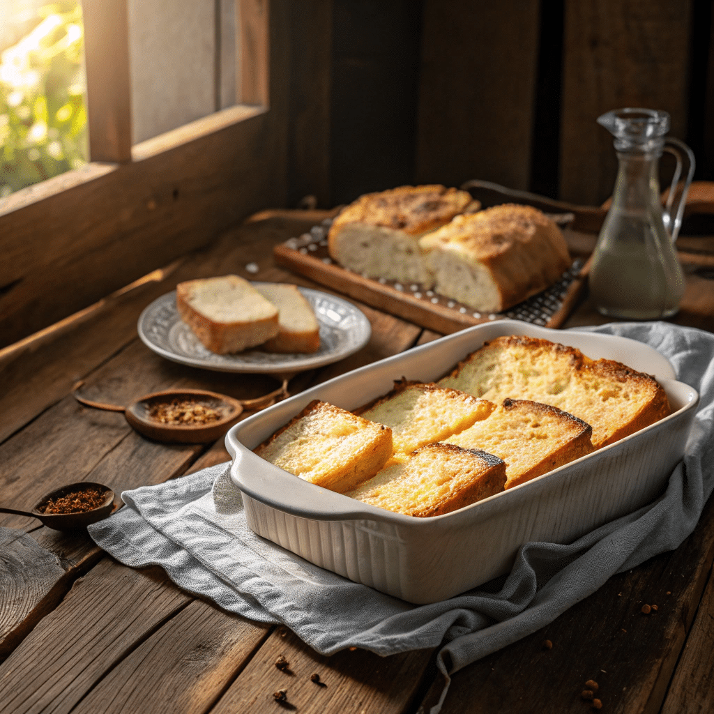 fluffy cottage cheese bread slice on a plate with herbs