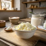 Fresh homemade cottage cheese