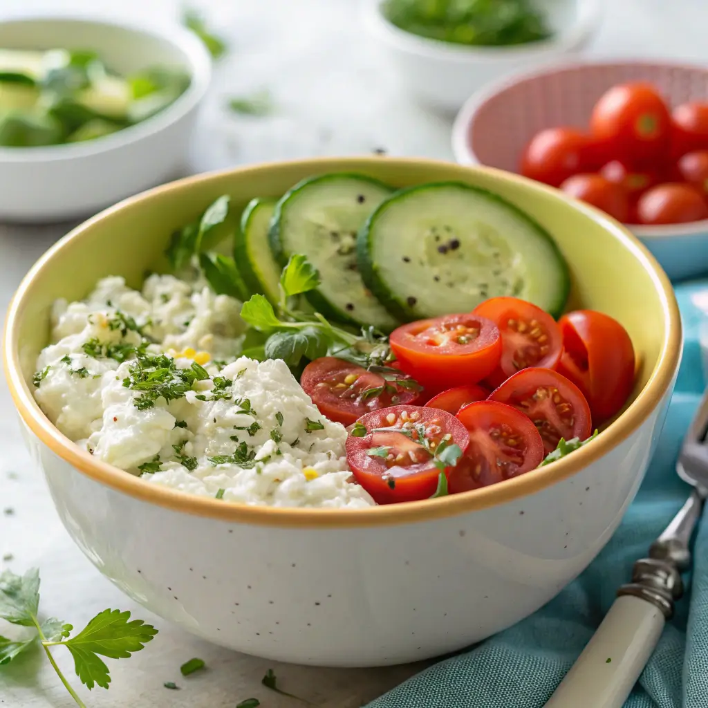 healthy meal with aldi cottage cheese