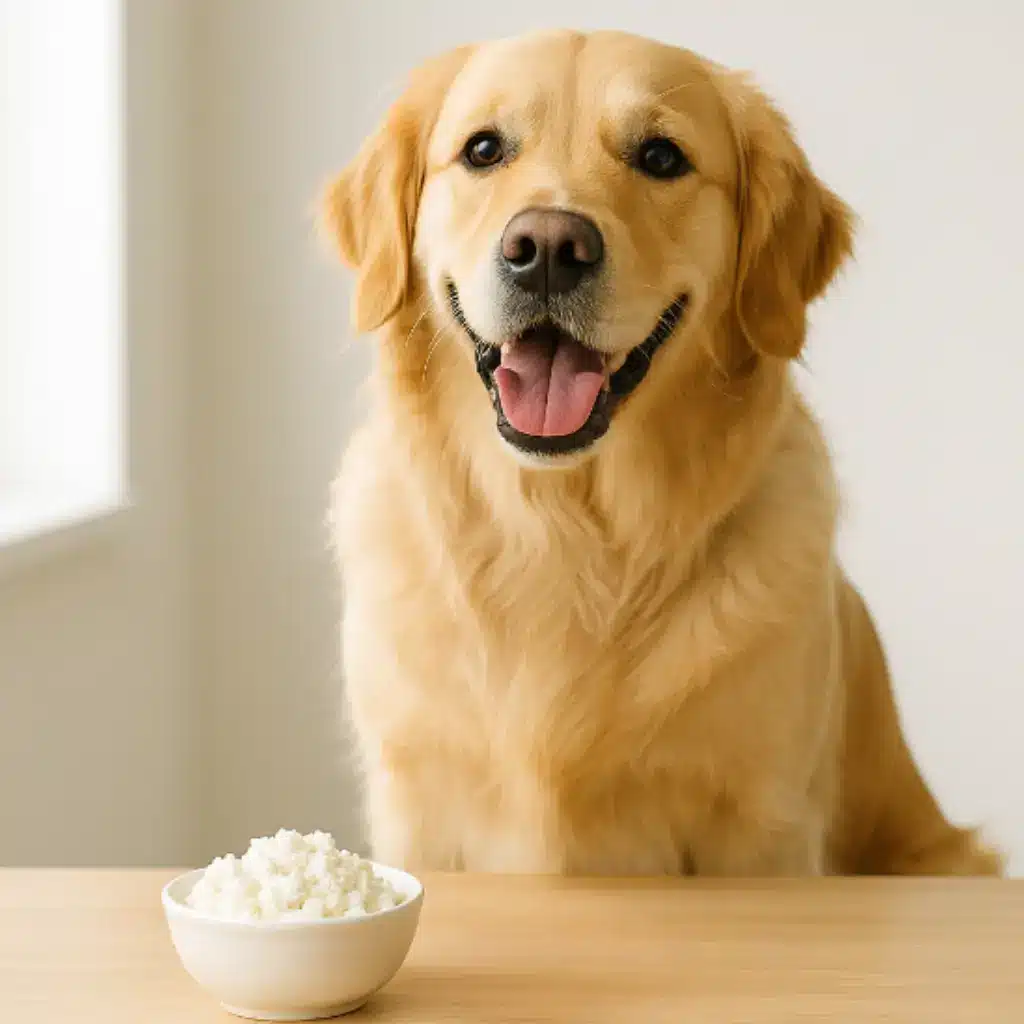 dogs eating cottage cheese