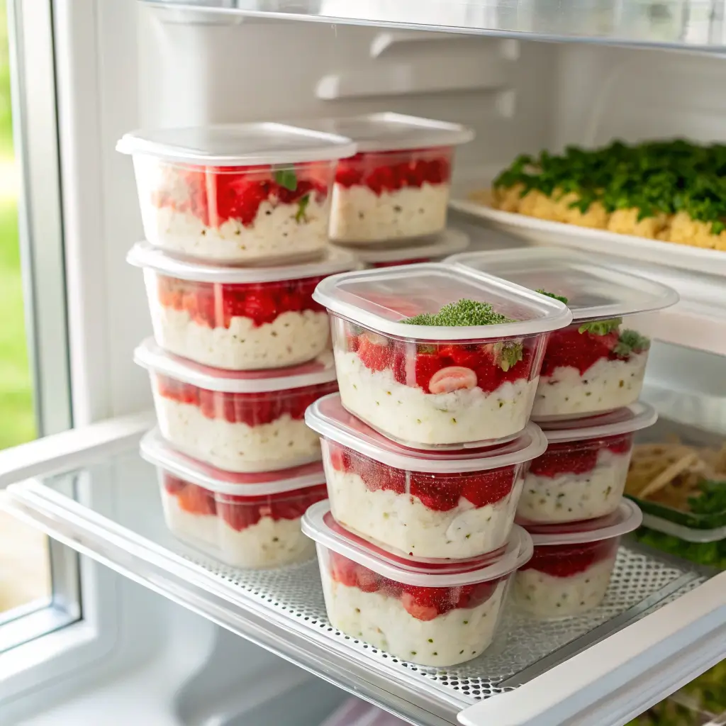 Meal prep containers with Jello and cottage cheese WW recipe