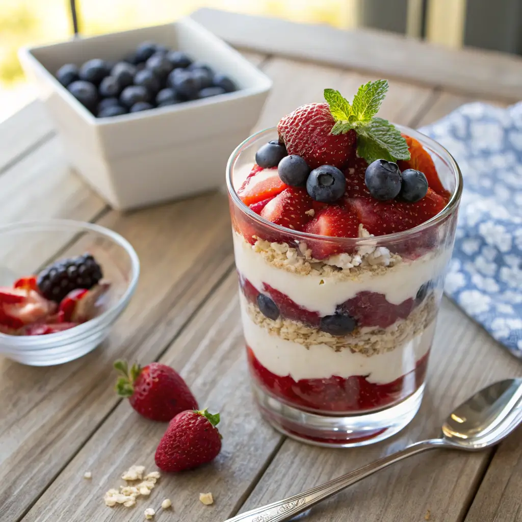 Layered Jello and cottage cheese parfait Weight Watchers