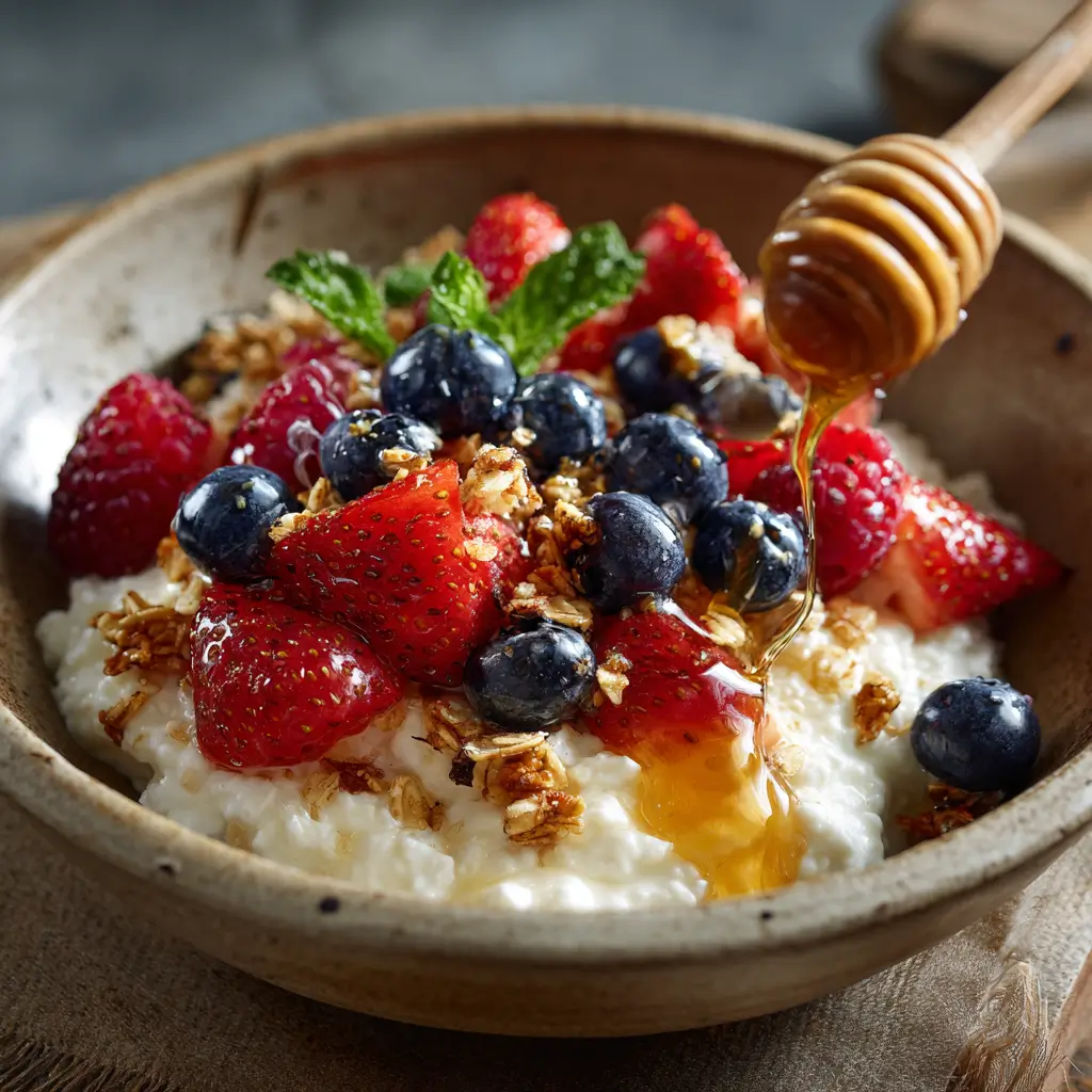 5-minute cottage cheese breakfast with fruit and granola