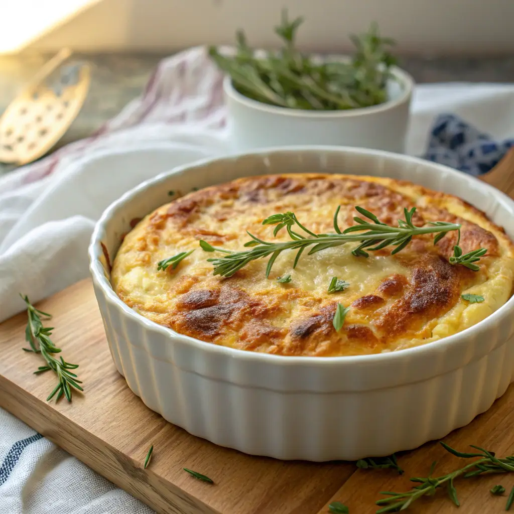 ottage Cheese Breakfast Casserole fresh from the oven
