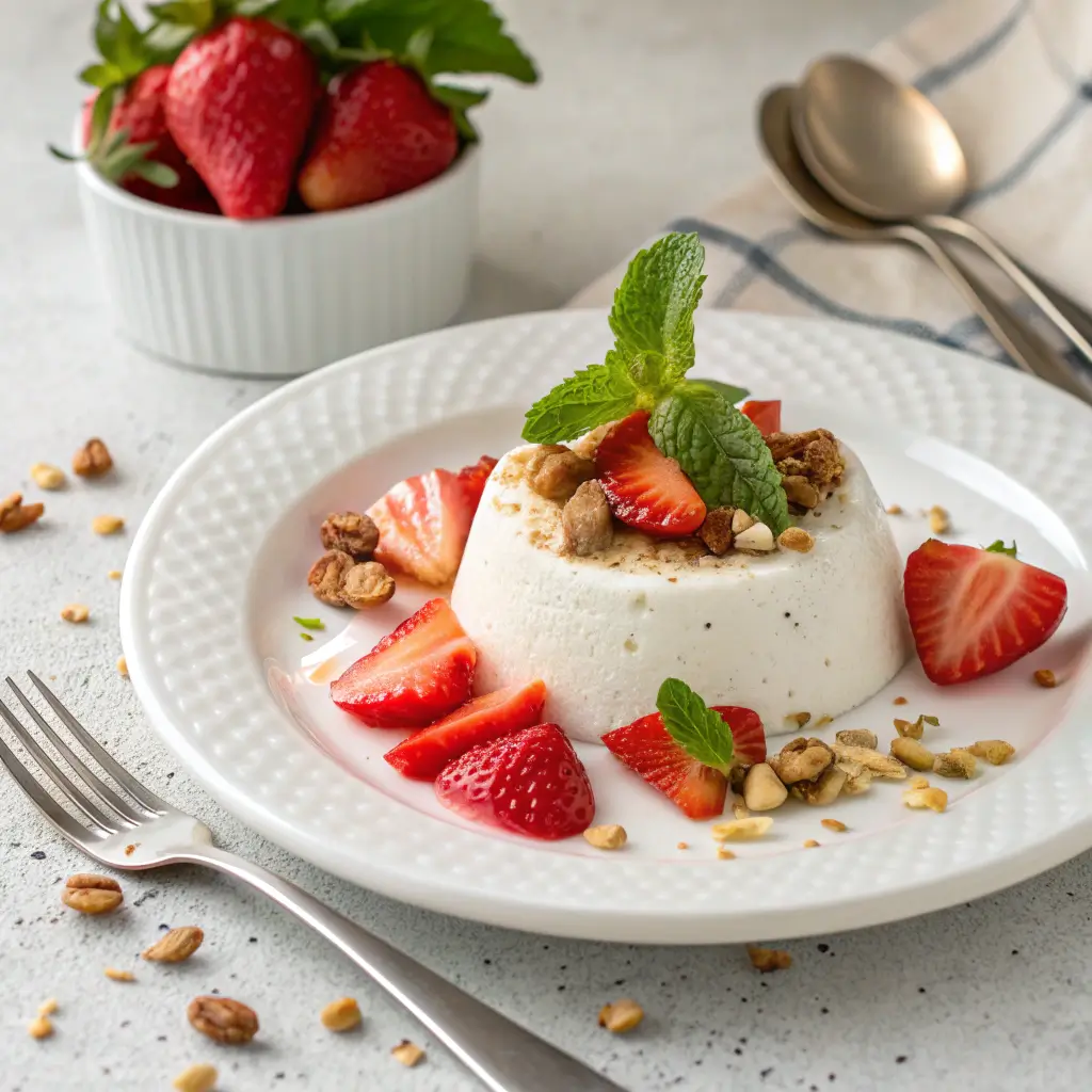 Healthy Cottage Cheese Dessert Plated with Fruit