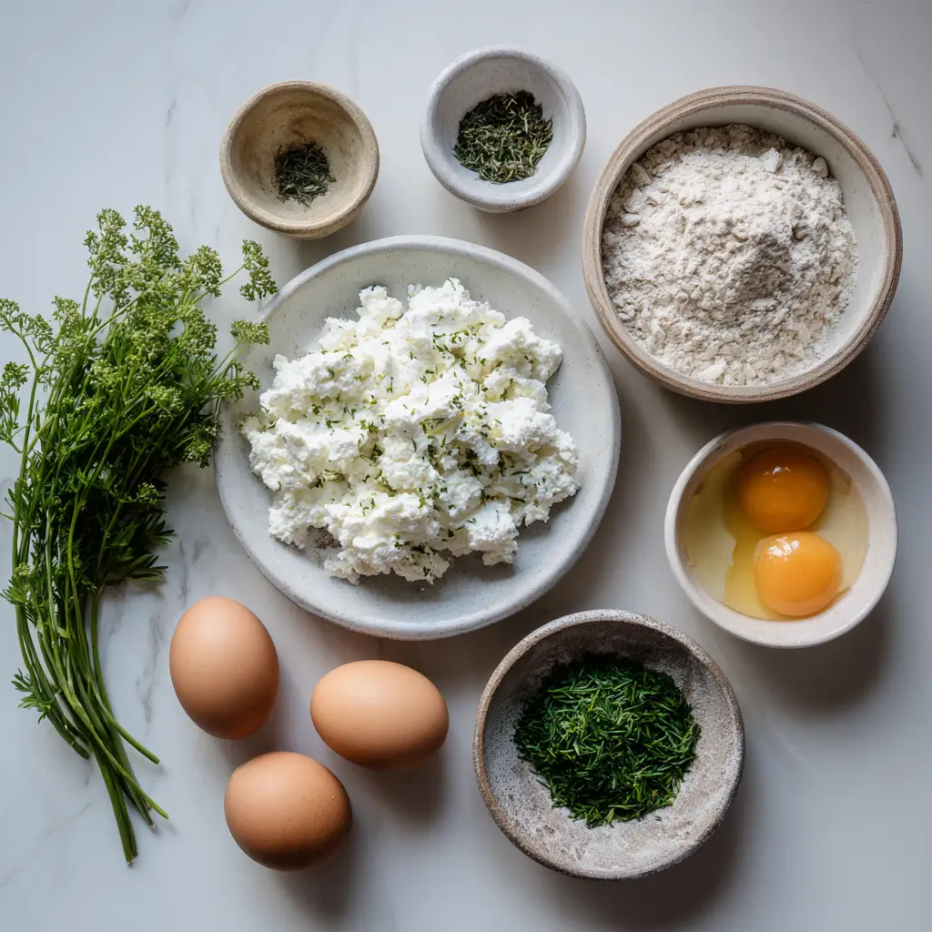 Ingredients for cottage cheese flatbread recipe