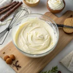 Cottage cheese frosting recipe with vanilla extract in glass bowl