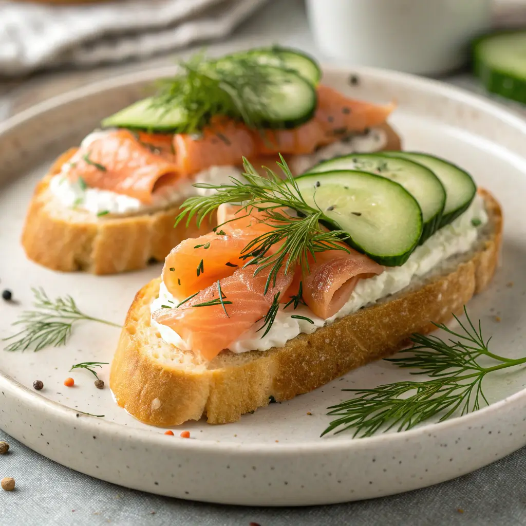 Savory cottage cheese breakfast toast with salmon