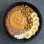 A high-calorie chocolate and peanut butter recipe, an example of delicious cottage cheese muscle building meals for a bulking phase.