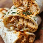 Delicious cheesy garlic chicken wraps with melted cheese and fresh ingredients