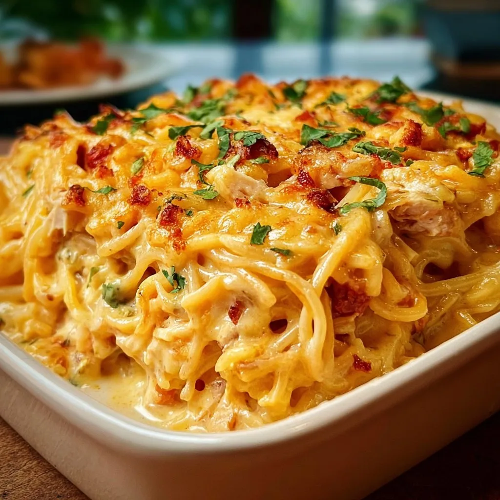Spicy Southern Cheesy Chicken Spaghetti Casserole