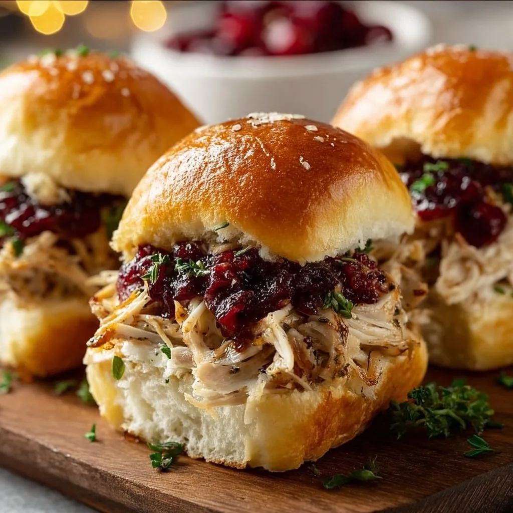 Thanksgiving Leftover Turkey Cranberry Sliders