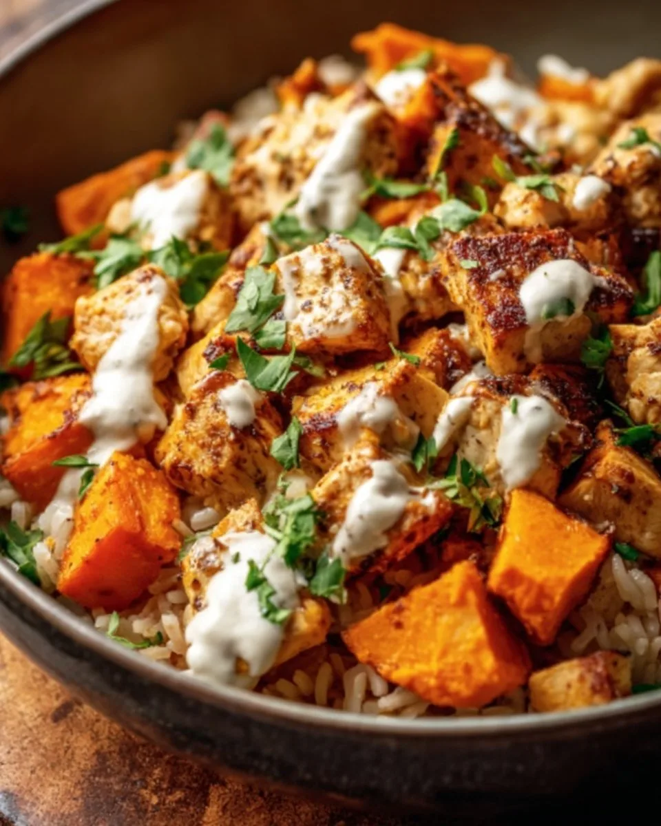 Healthy Chicken & Sweet Potato Rice Bowl