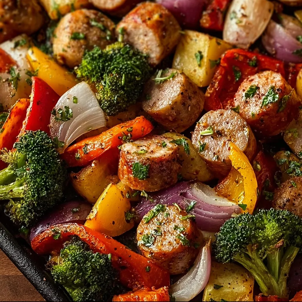 Roasted Veggie and Chicken Sausage Sheet Pan Dinner