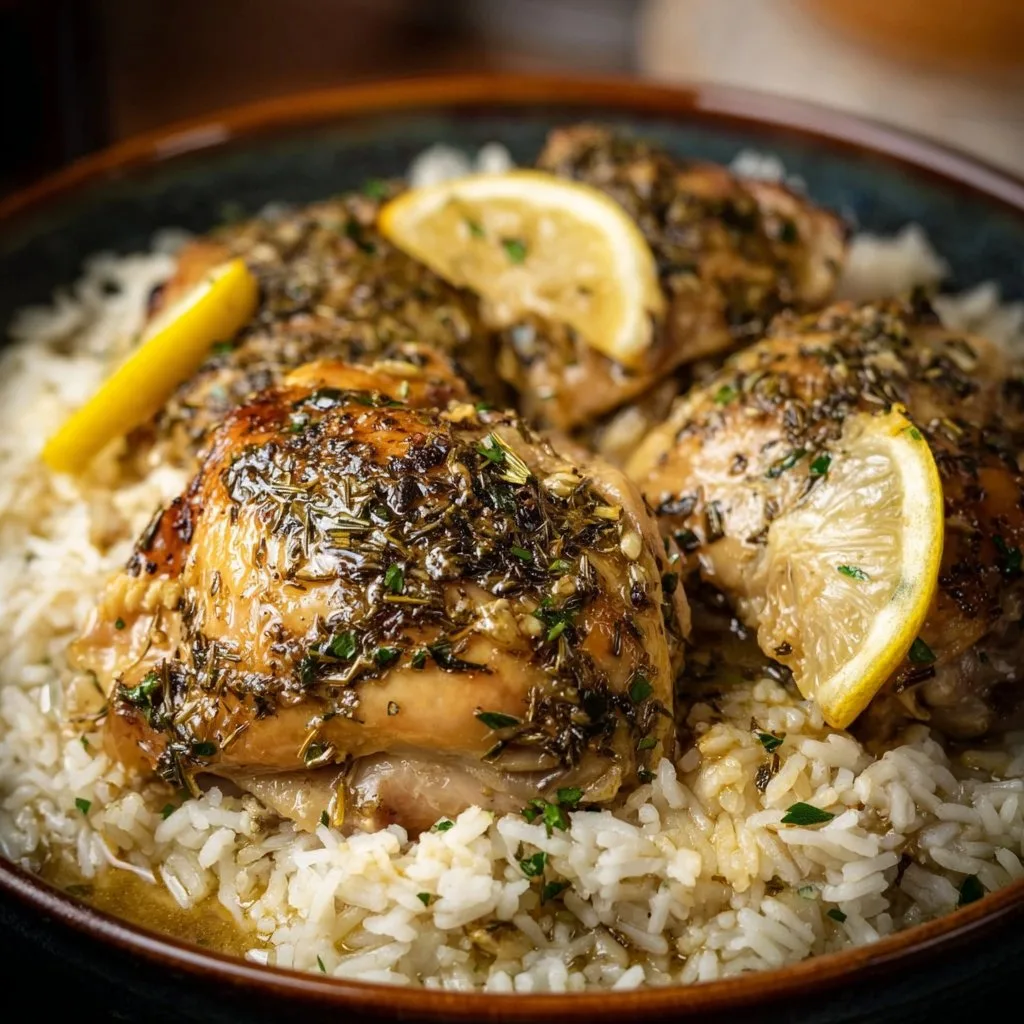 Slow Cooker Lemon Herb Chicken with Fluffy Rice