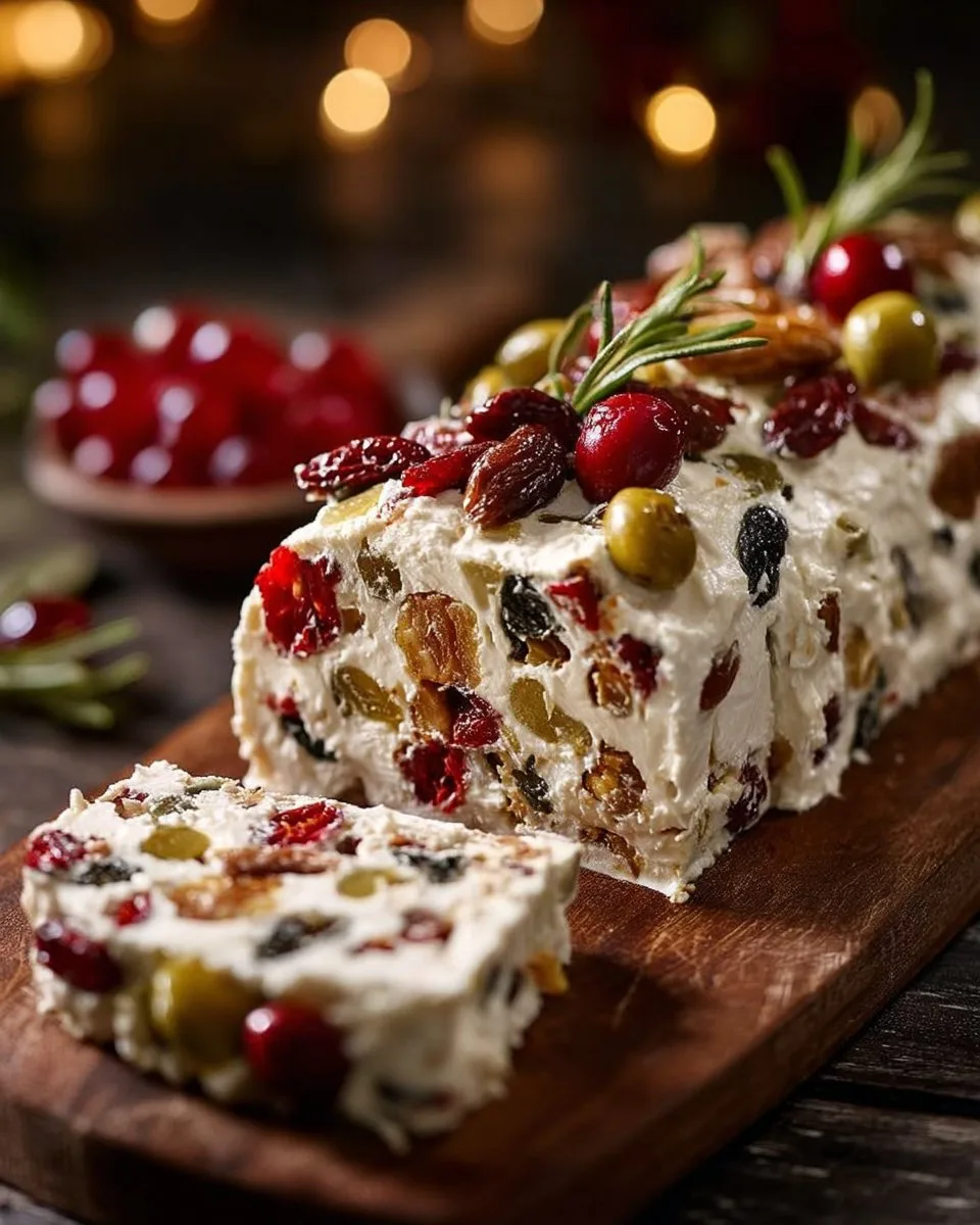 Festive Holiday Antipasto Cream Cheese Log