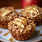 Fluffy baked apple cinnamon oatmeal cups ready to be served.