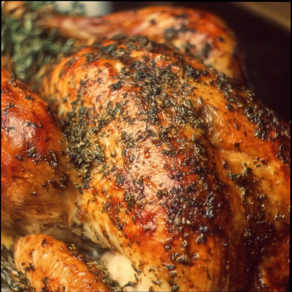 Deliciously roasted turkey, golden brown and ready for the feast