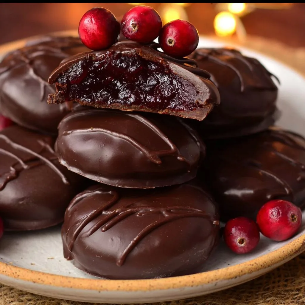 Dark Chocolate Covered Cranberry Sauce Bites