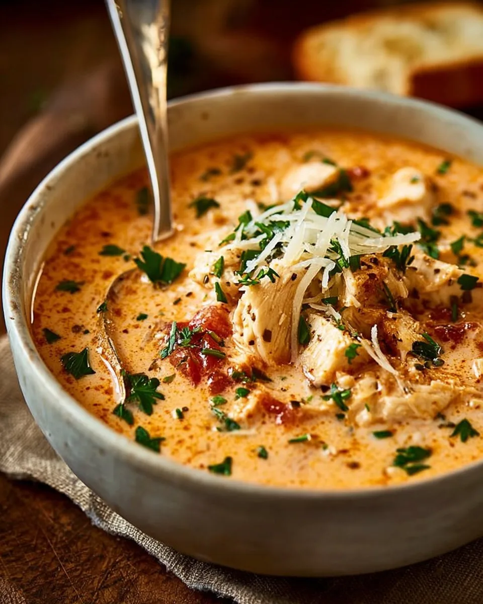 Crock Pot Creamy Chicken Parmesan Soup