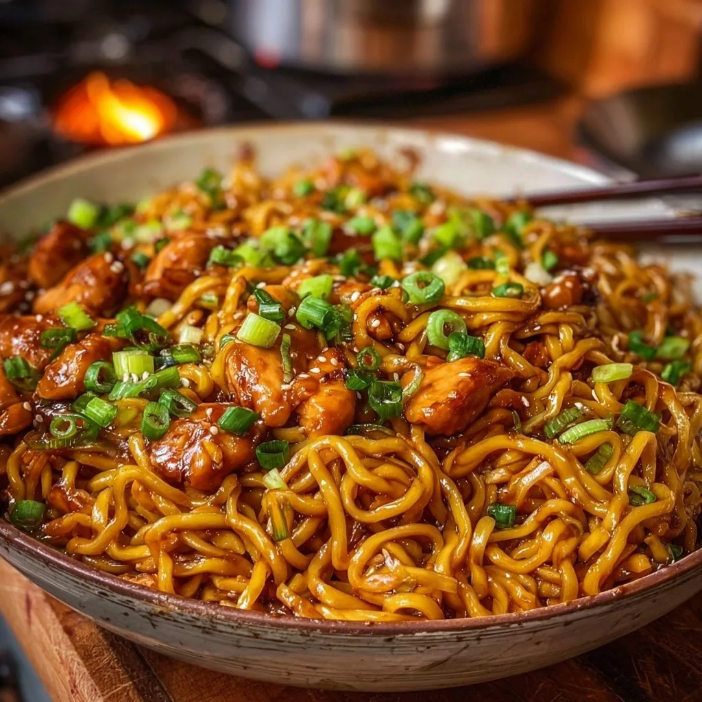 Sticky Garlic Chicken Noodles