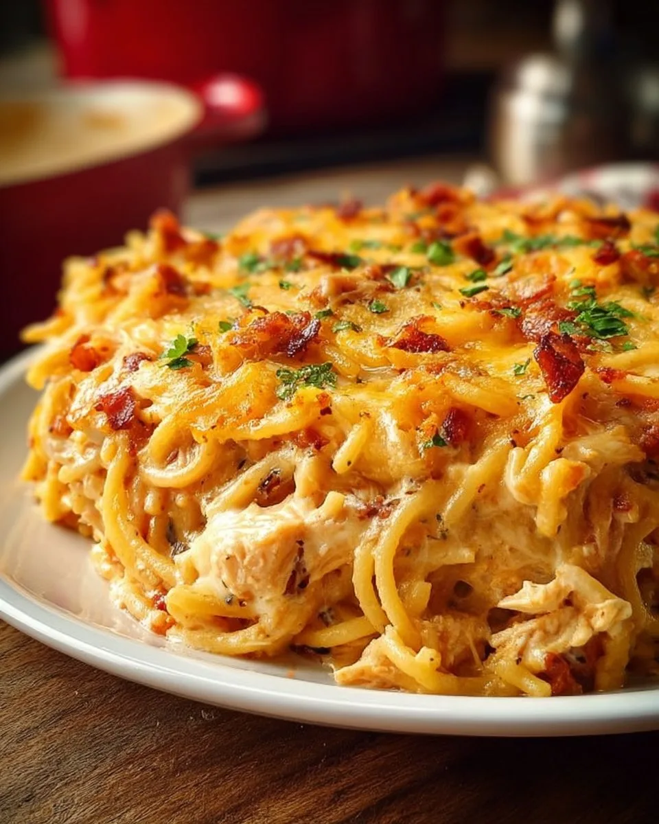 Spicy Southern Cheesy Chicken Spaghetti Casserole