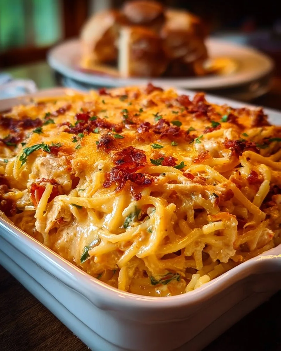 Spicy Southern Cheesy Chicken Spaghetti Casserole