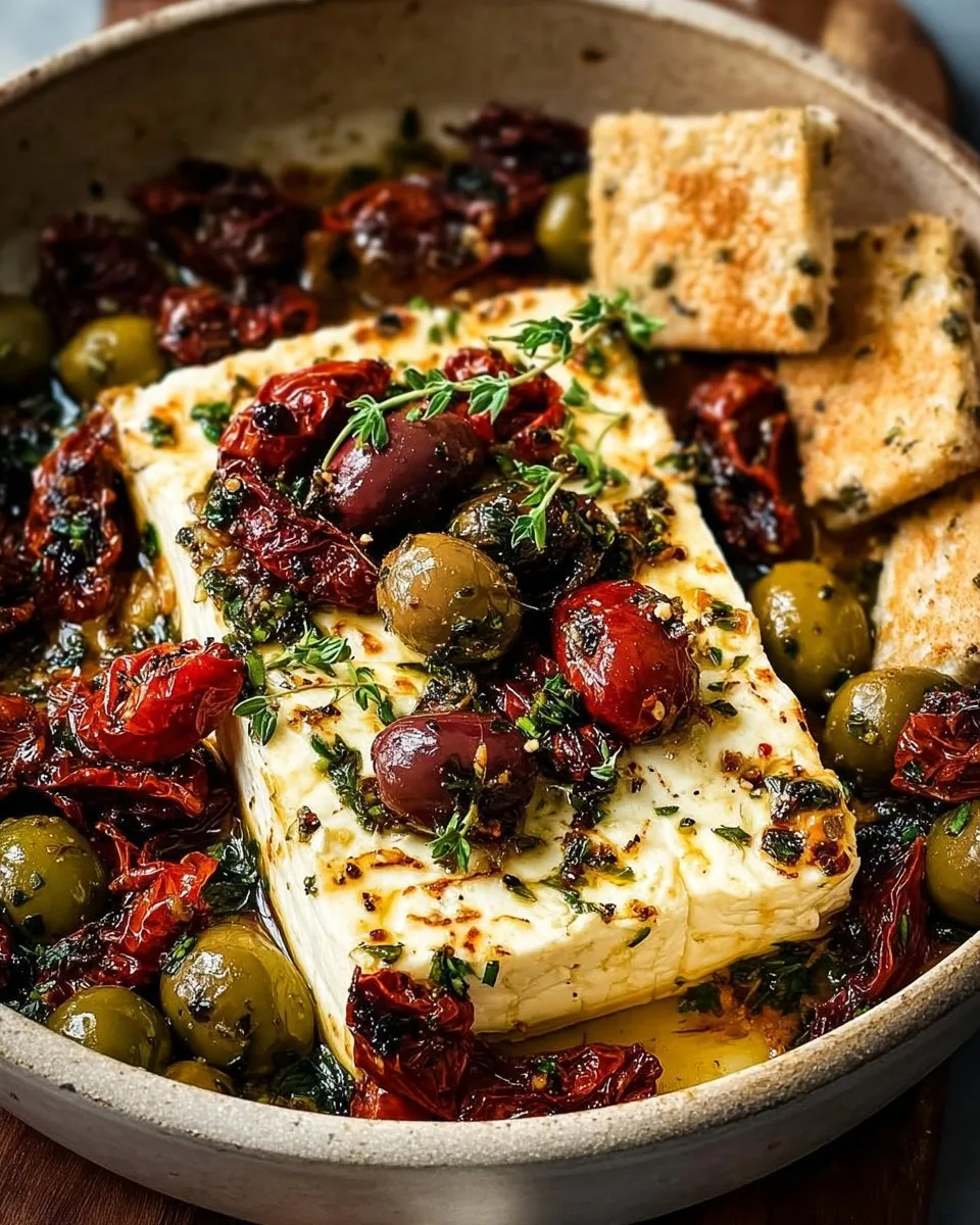 Mediterranean Baked Feta with Olives and Sun-Dried Tomatoes