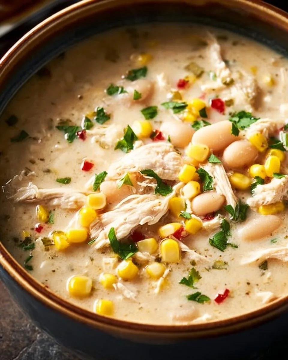 Easy Crockpot White Chicken Chili Soup