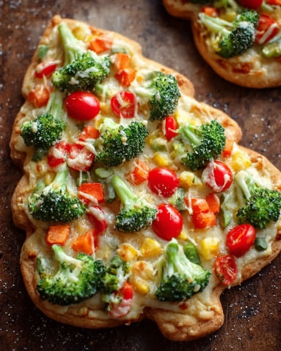 Cold Veggie Christmas Tree Pizza