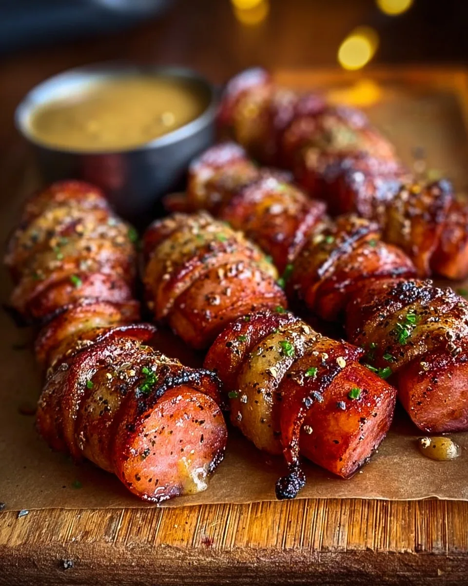 Mustard Hasselback Kielbasa Bites