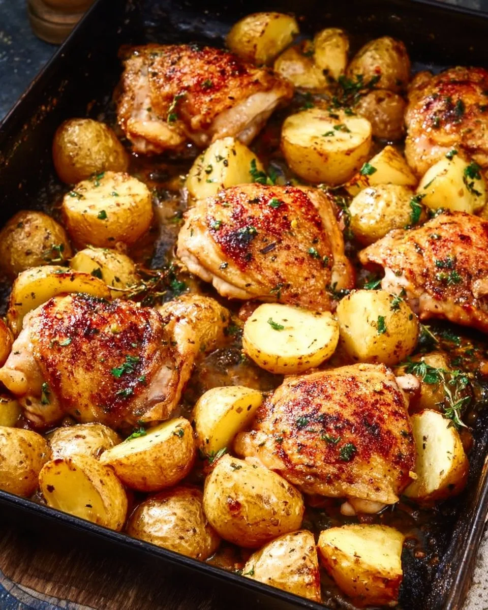 Oven Baked Chicken Thighs and Potatoes
