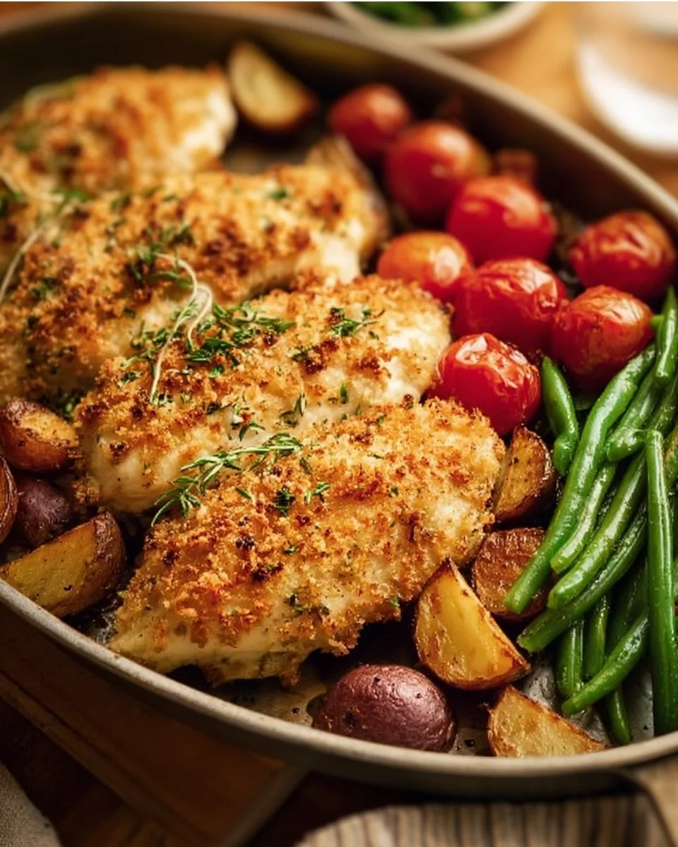 Parmesan Crusted Chicken Sheet Pan Dinner