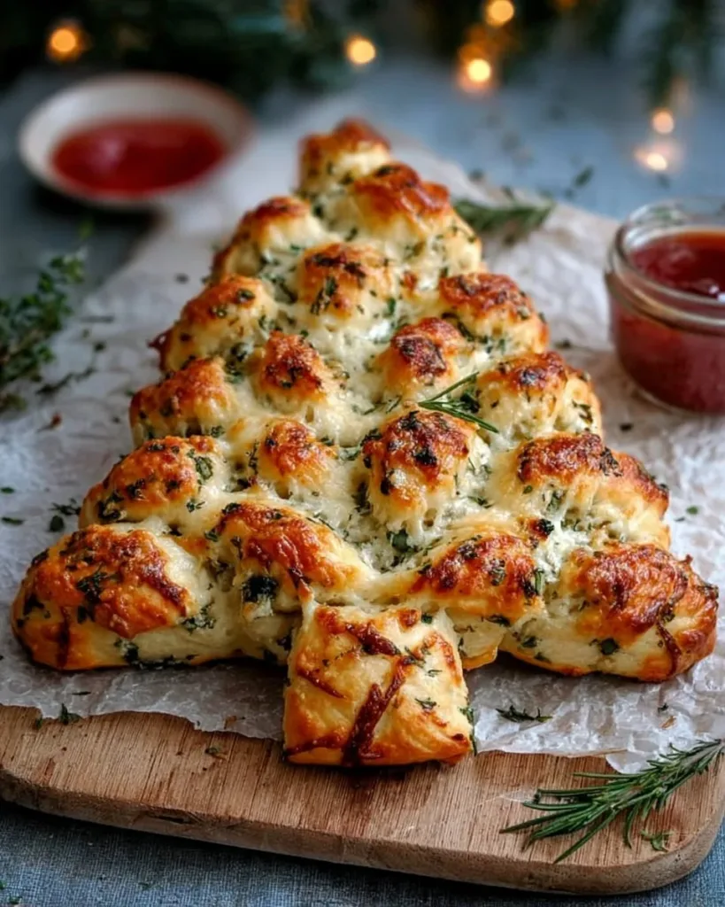 Cheesy Christmas tree bread shaped for festive celebrations