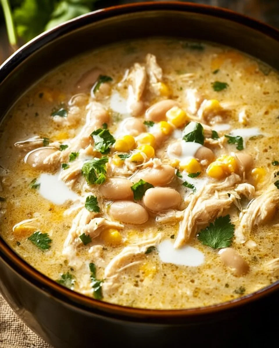 Easy Crockpot White Chicken Chili Soup
