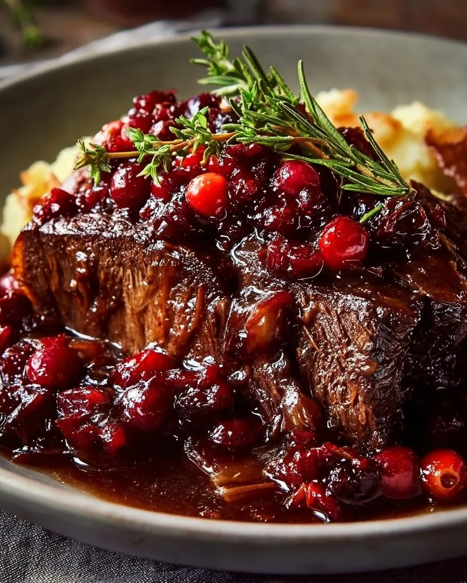 Slow-Braised Beef Roast with Cranberry Balsamic Glaze