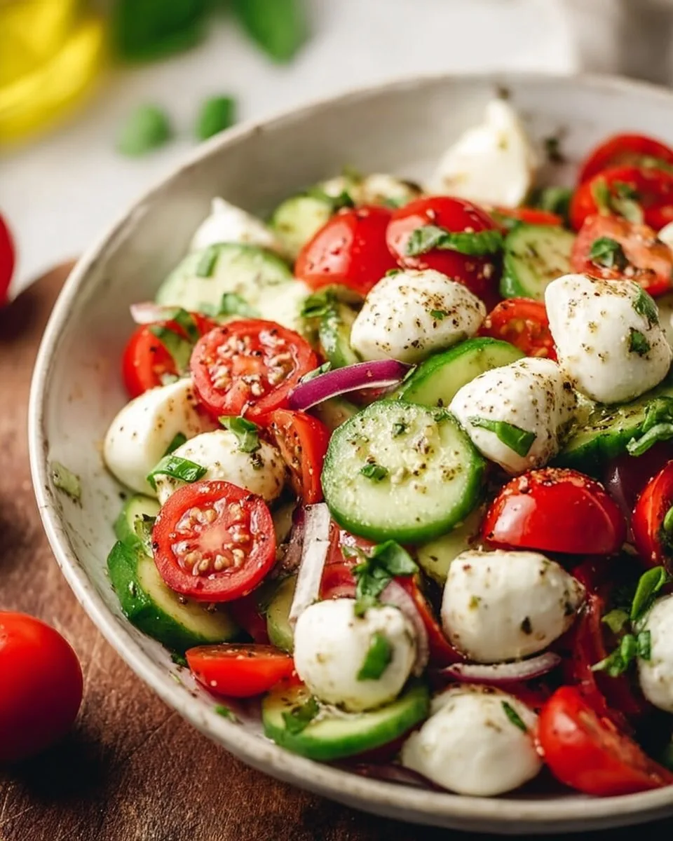 Juicy Cucumber Caprese Salad