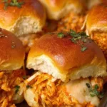 Spicy Buffalo Chicken Sliders served on a platter with toppings.
