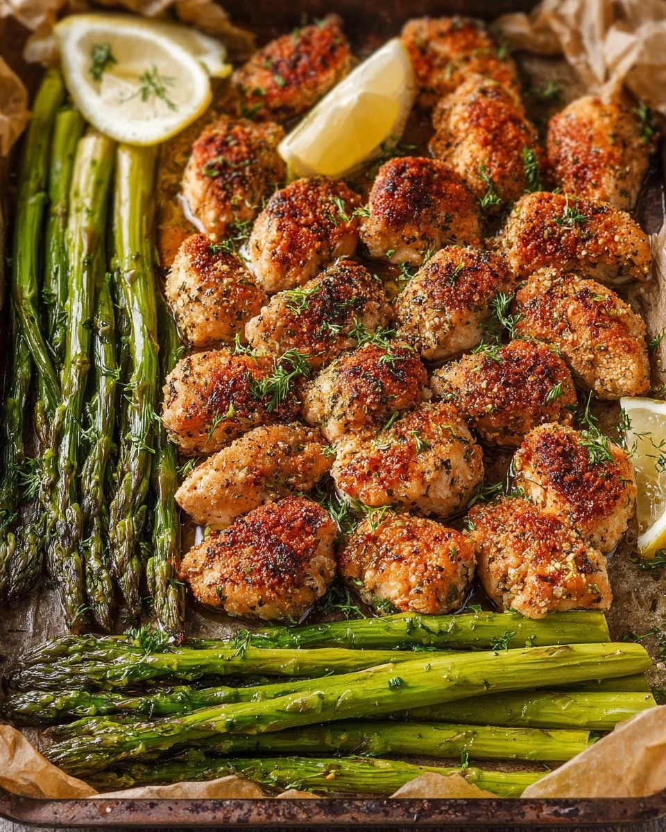 Baked Chicken Bites with Asparagus