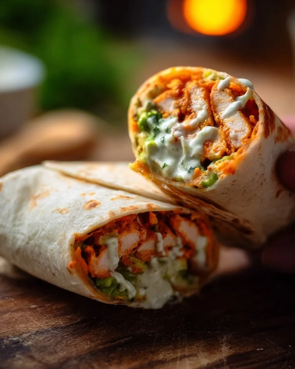 Buffalo Tofu Wrap with Easy Vegan Ranch