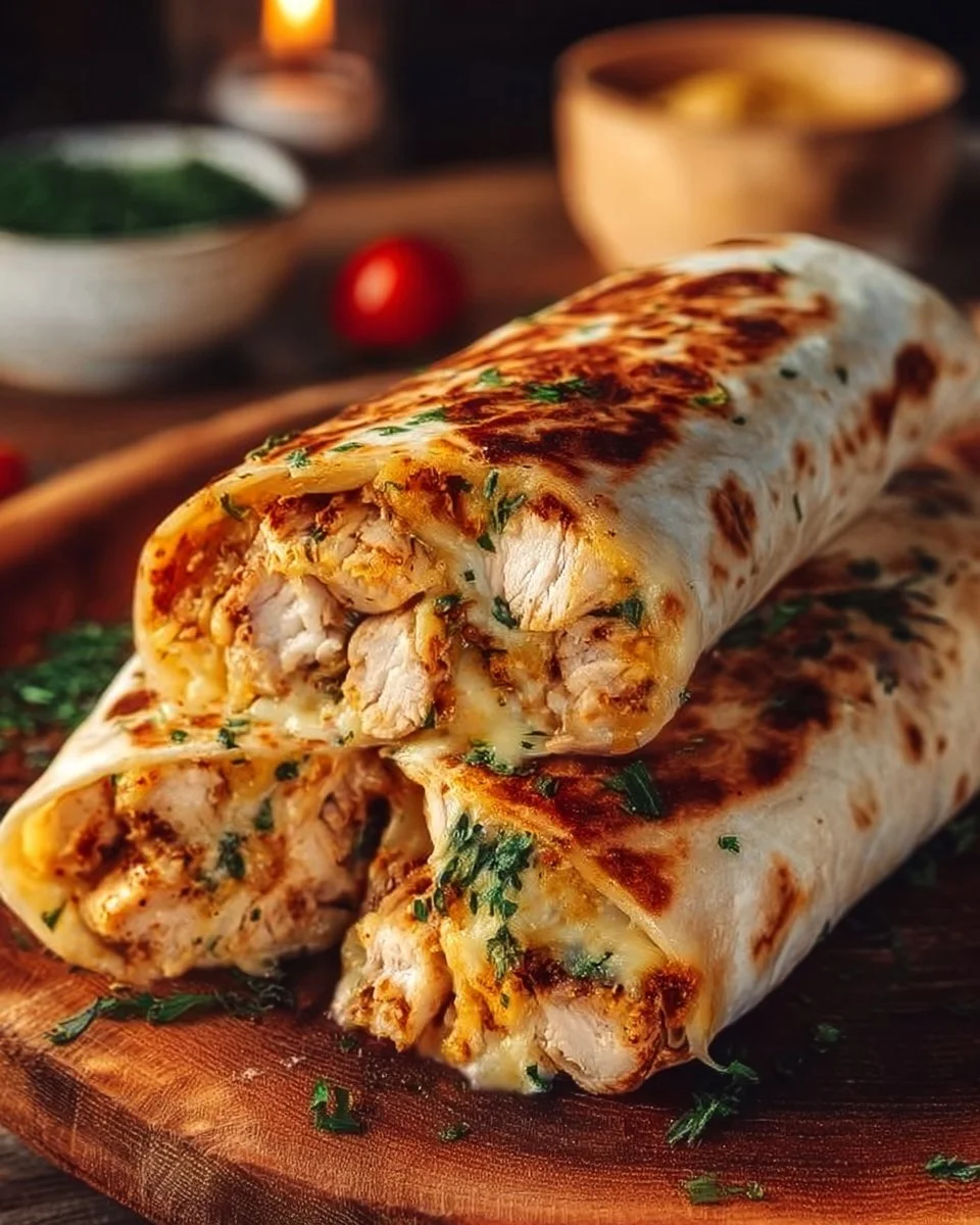 Cheesy Garlic Chicken Wraps