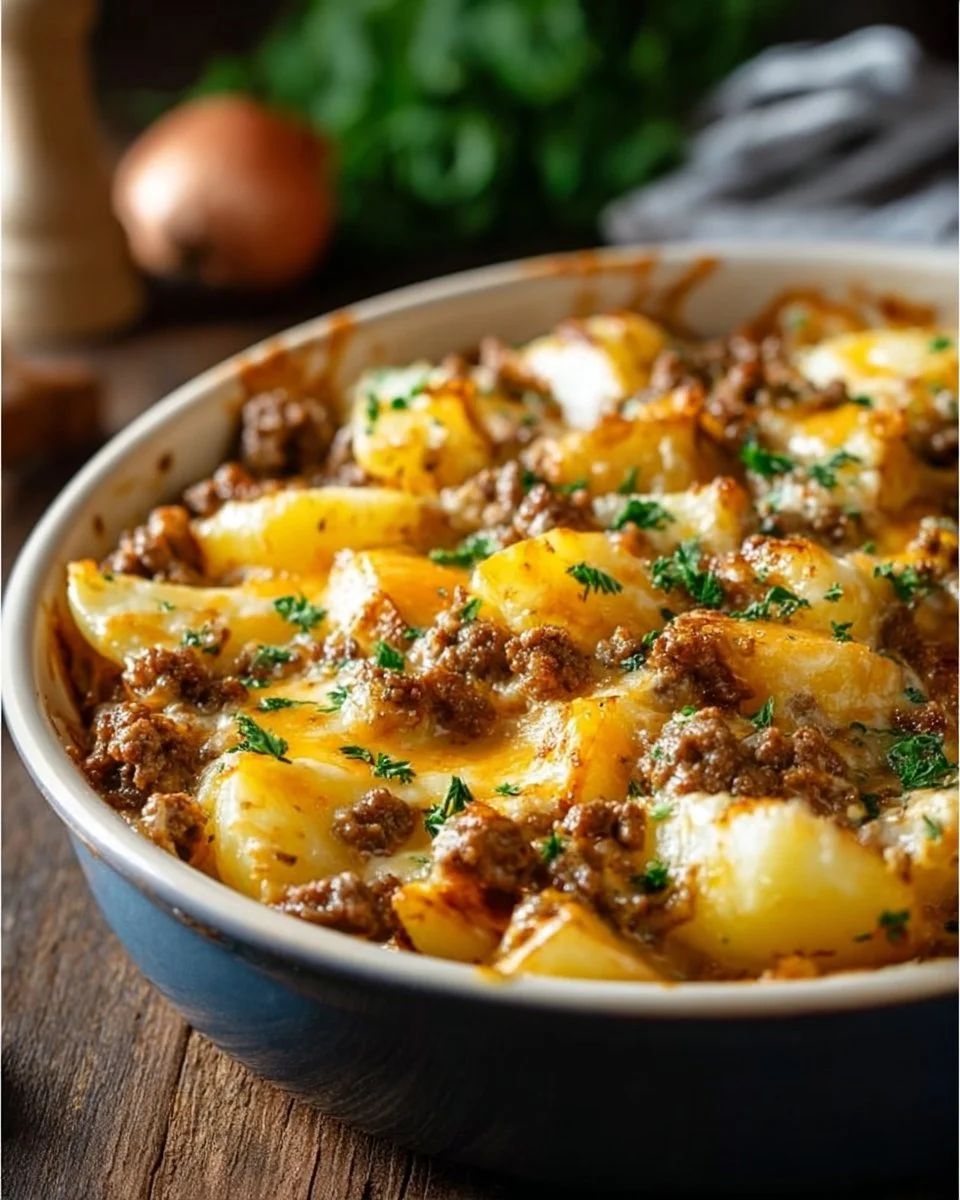 Cheesy Ground Beef and Potato Casserole