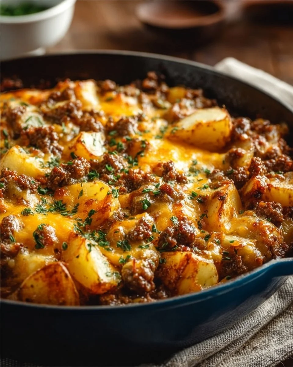 Cheesy Ground Beef & Potato Casserole