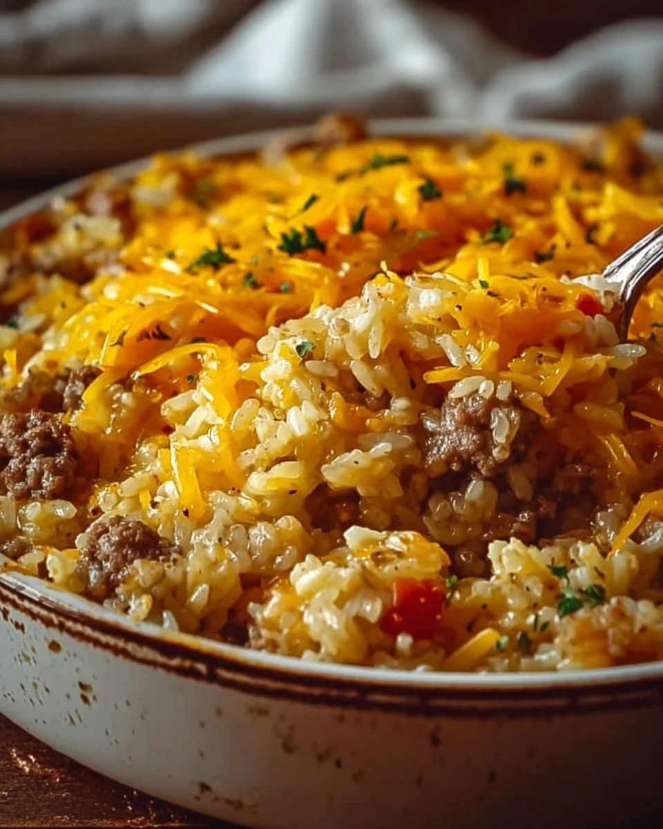 Cheesy Hamburger Rice Casserole