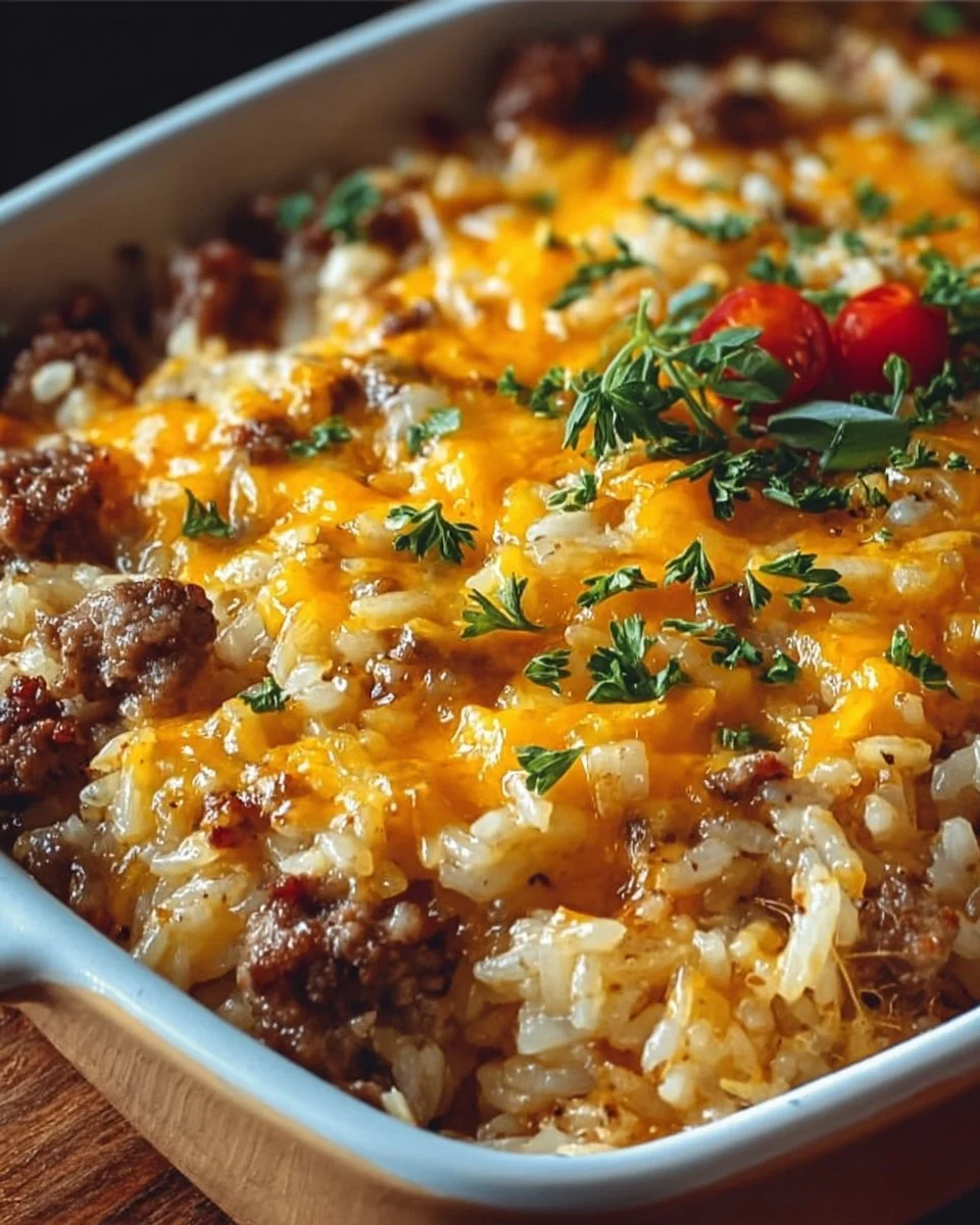 Cheesy Hamburger Rice Casserole