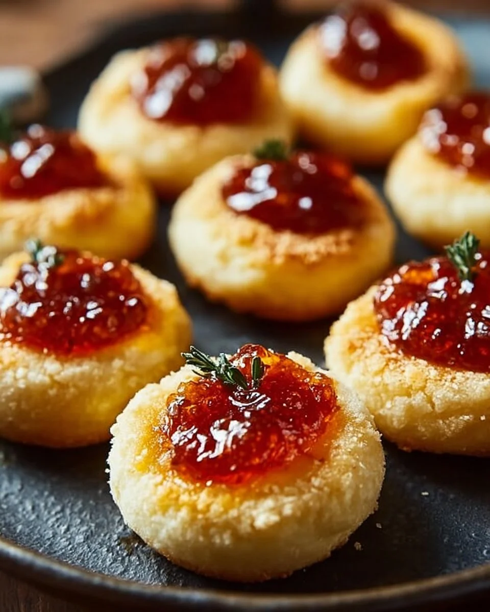 Cheesy Thumbprint Appetizers with Hot Pepper Jelly