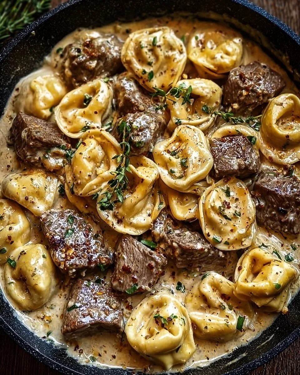 Cracked Garlic Steak Tortellini in Creamhouse Sauce Bliss